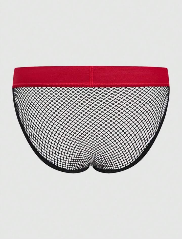 Men's Letter Print Mesh Thong Underwear